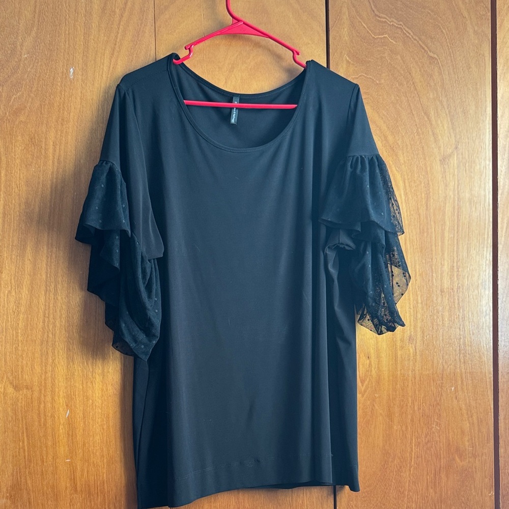 Chic Black Ruffle Sleeve Blouse